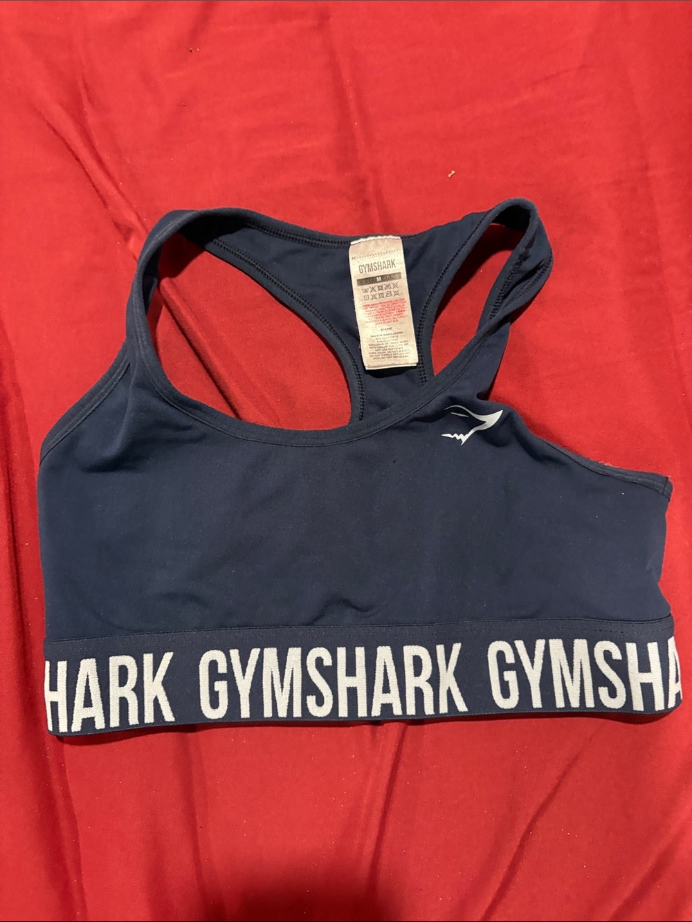 Gymshark Navy Racerback Seamless Sports Bra with Branded Band